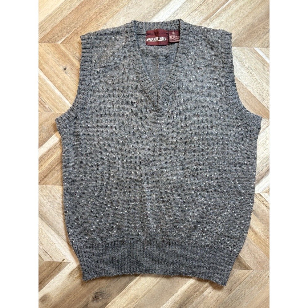 VTG Moss Creek Trade WMNS S Wool Blend Argyle Sweater Vest Taupe Preppy Indie